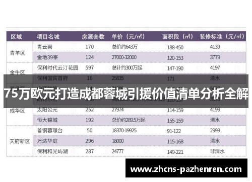 75万欧元打造成都蓉城引援价值清单分析全解